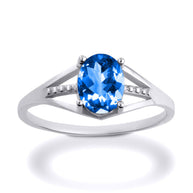 .925 Sterling Silver Ladies Birthstone Ring