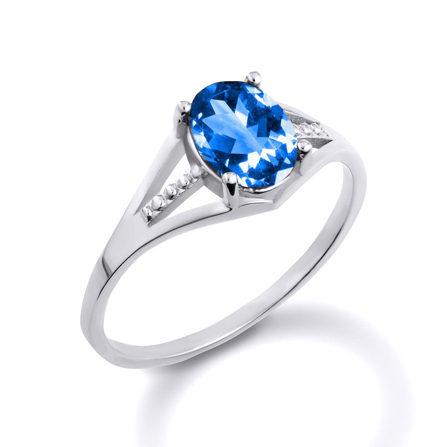 .925 Sterling Silver Ladies Birthstone Ring