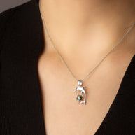 .925 Sterling Silver Enamel Sea Turtle Dolphin Birthstone Pendant Necklace