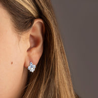 .925 Sterling Silver Blue Enamel French Fluer-de-lis Stud Earrings
