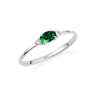 .925 Sterling Silver Personalized Oval Gemstone Ring