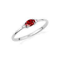 .925 Sterling Silver Personalized Oval Gemstone Ring