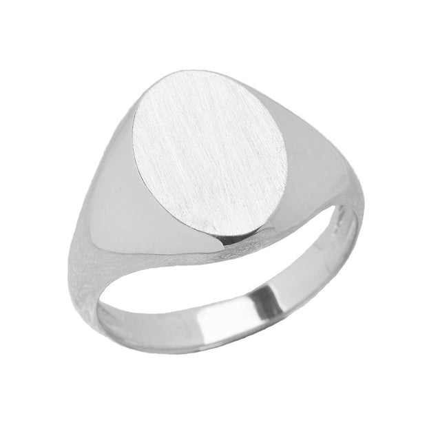 Gold Men's Engravable Oval Signet Ring (Available in Yellow/Rose/White Gold)