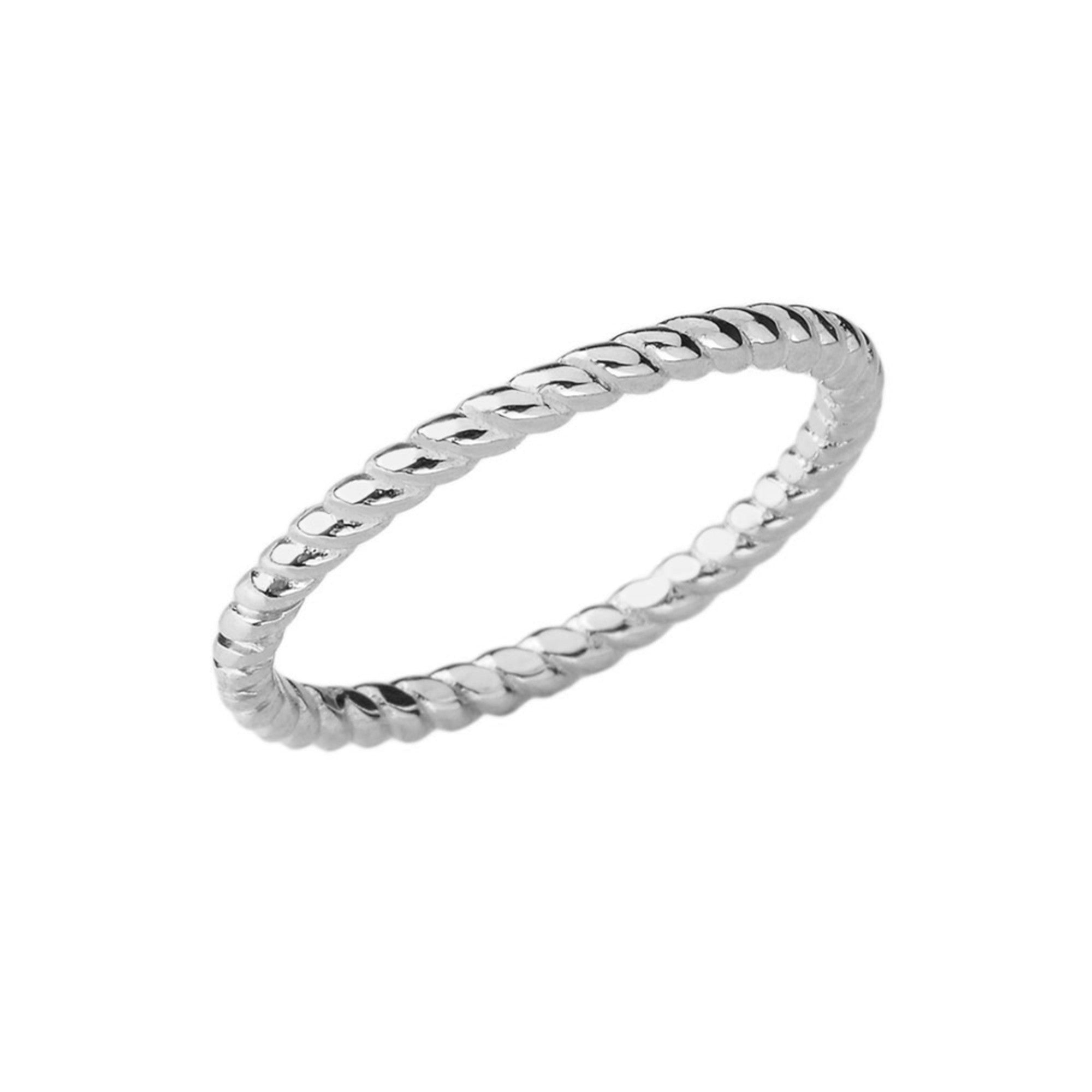 10K/14K Gold Rope Band Stackable Ring (Available in Yellow Gold, Rose Gold, White Gold)