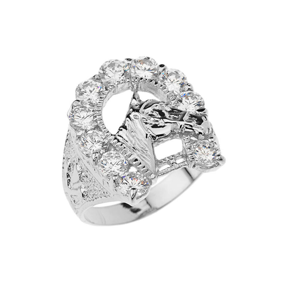 Gold Cubic Zirconia Horseshoe Ring (Available in Yellow/Rose/White Gold)