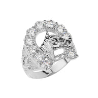 Gold Cubic Zirconia Horseshoe Ring (Available in Yellow/Rose/White Gold)
