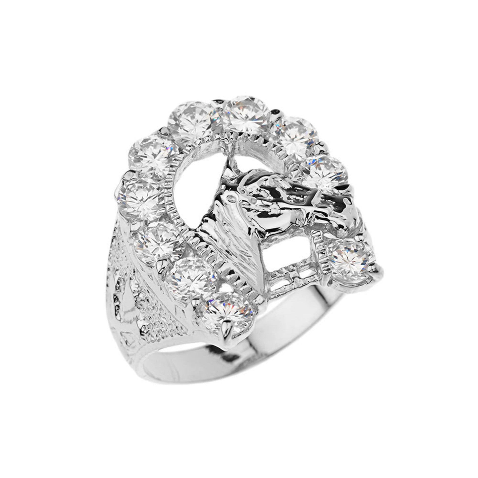 .925 Sterling Silver Cubic Zirconia Horseshoe Ring