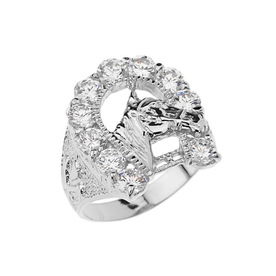 .925 Sterling Silver Cubic Zirconia Horseshoe Ring