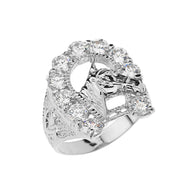 .925 Sterling Silver Cubic Zirconia Horseshoe Ring