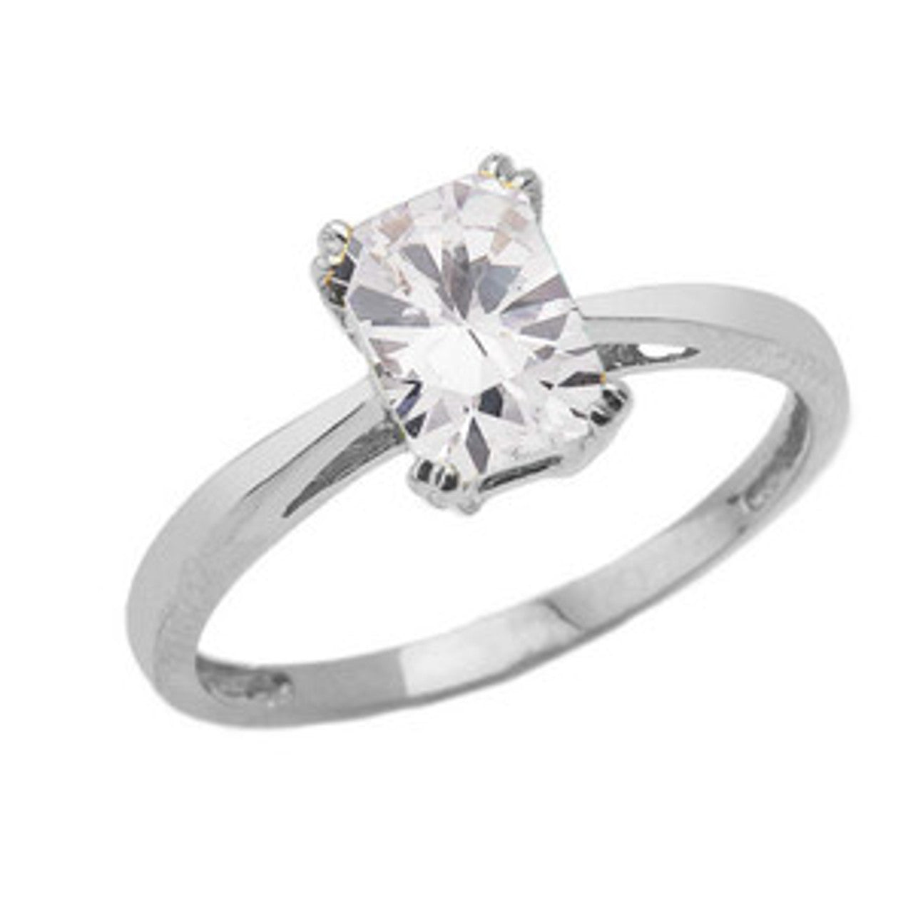 .925 Sterling Silver 1ct Personalized Lab Created Emerald Cut Birthstone Ring