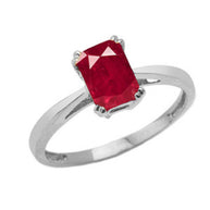 .925 Sterling Silver 1ct Personalized Lab Created Emerald Cut Birthstone Ring