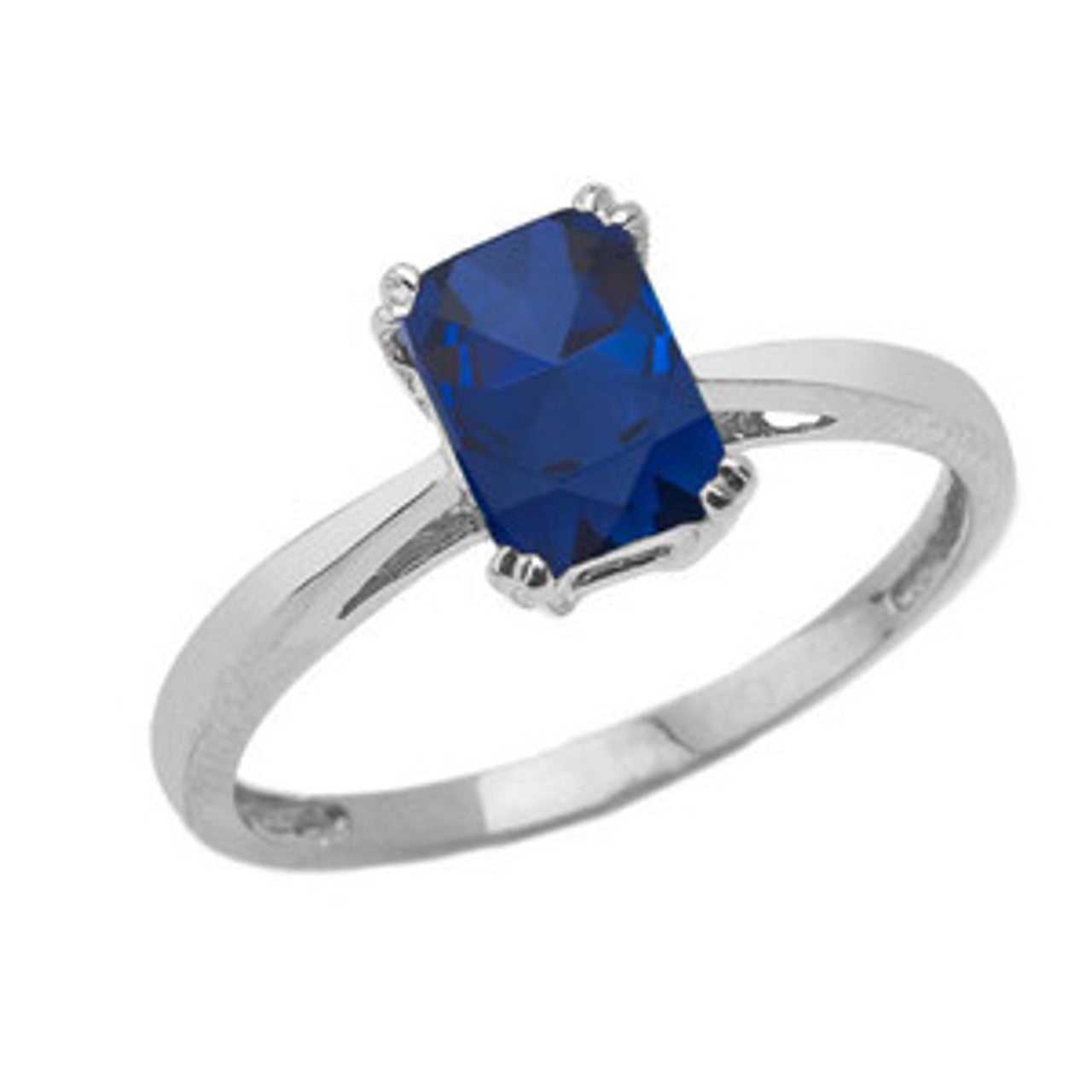 .925 Sterling Silver 1ct Personalized Lab Created Emerald Cut Birthstone Ring