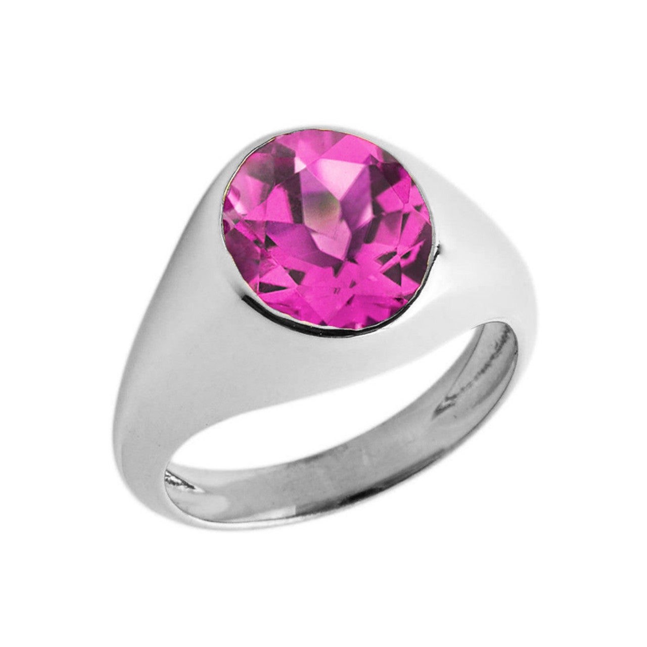 Birthstone Gentleman's Pinky Ring in Sterling Silver