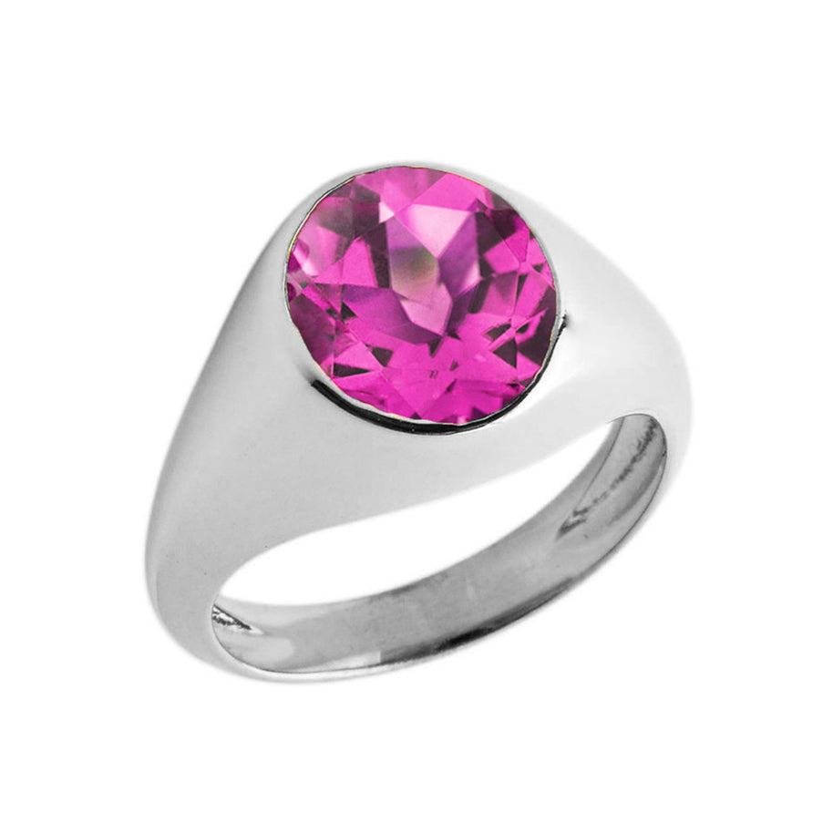 Birthstone Gentleman's Pinky Ring in Sterling Silver
