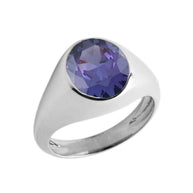 Birthstone Gentleman's Pinky Ring in Sterling Silver