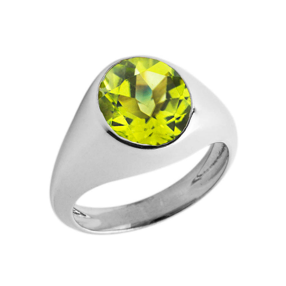 Birthstone Gentleman's Pinky Ring in Sterling Silver