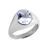 Birthstone Gentleman's Pinky Ring in Sterling Silver