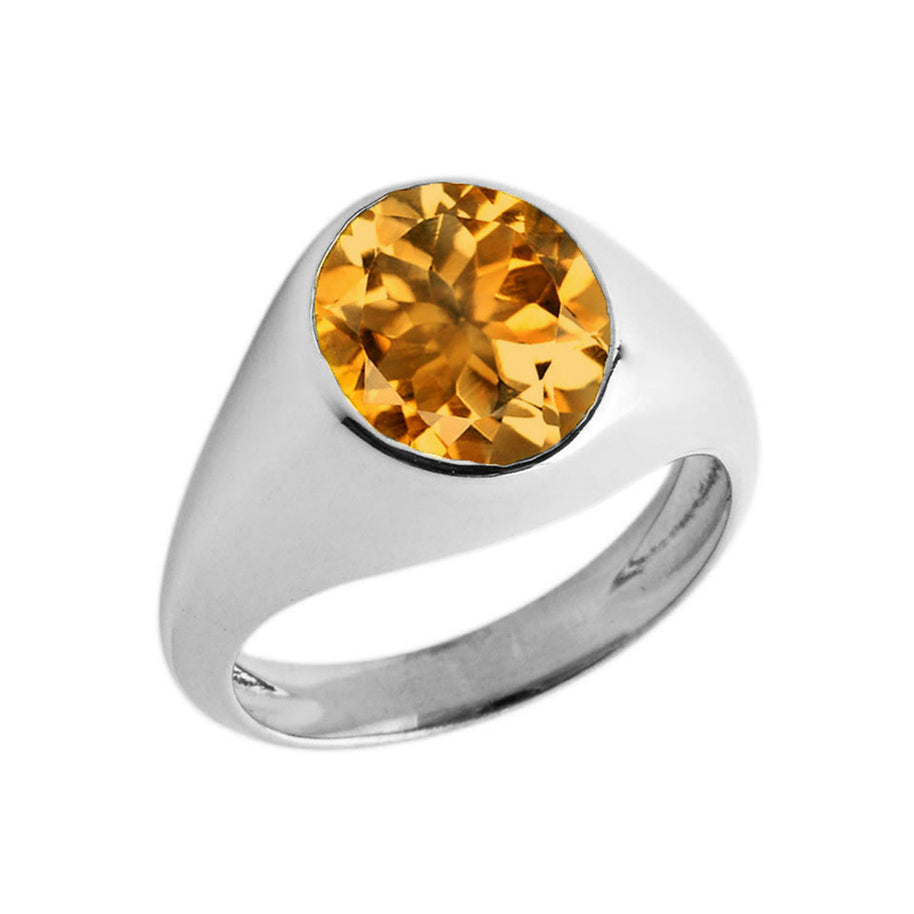 Birthstone Gentleman's Pinky Ring in Sterling Silver