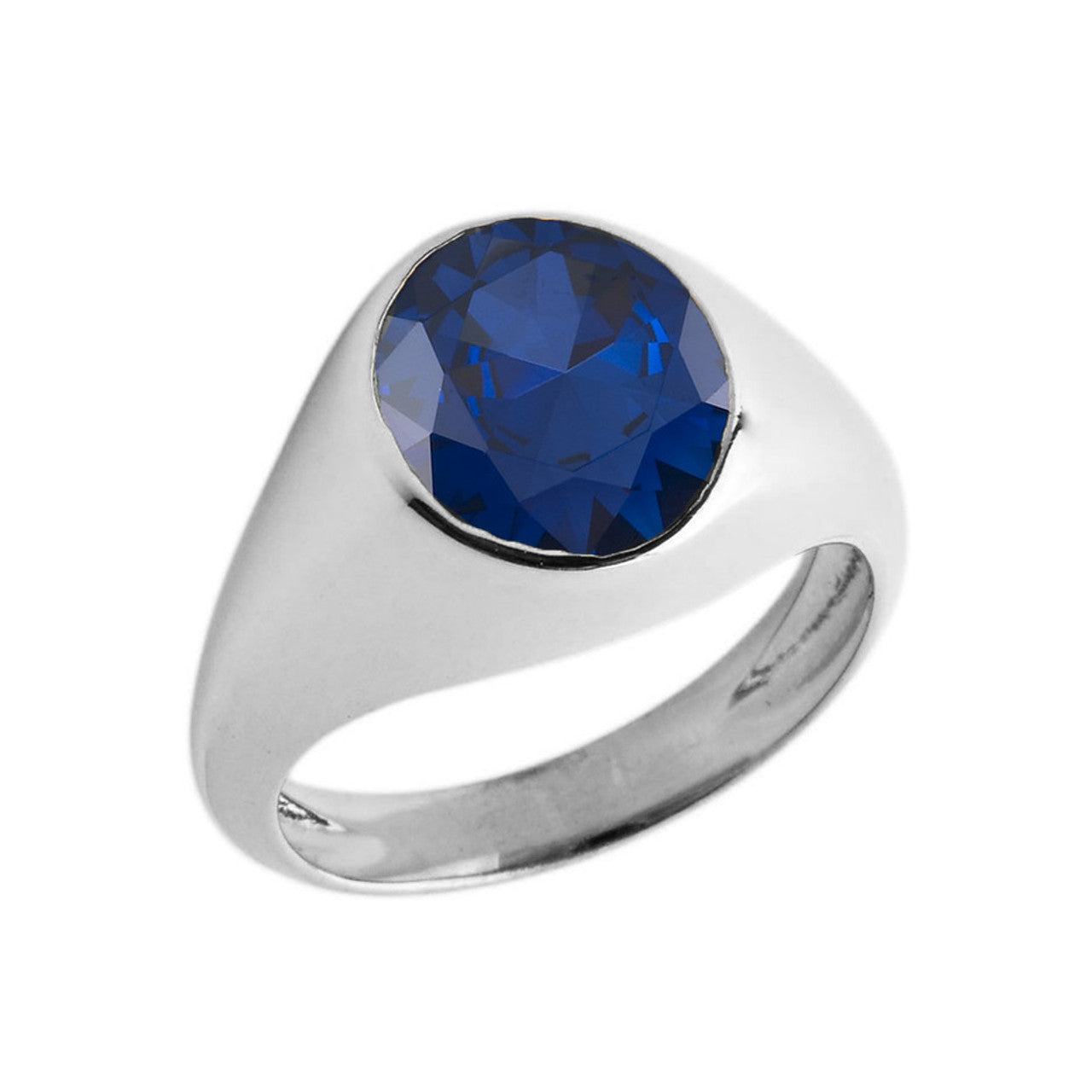 Birthstone Gentleman's Pinky Ring in Sterling Silver