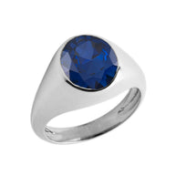 Birthstone Gentleman's Pinky Ring in Sterling Silver