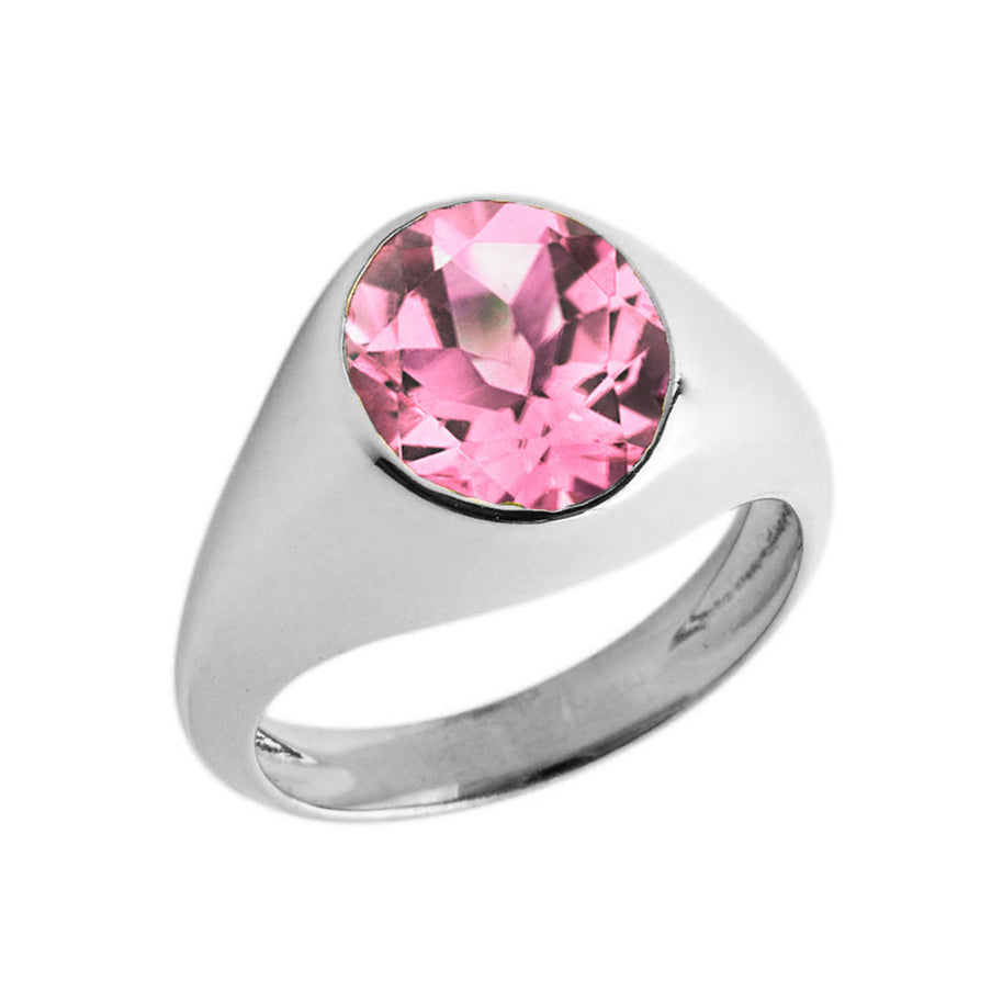 Birthstone Gentleman's Pinky Ring in Sterling Silver