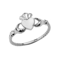.925 Sterling Silver Irish Celtic Claddagh Heart Crown Ring