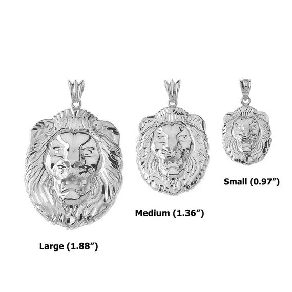 Bold Lion Statement Pendant Necklace in Sterling Silver (Medium)