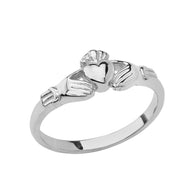 .925 Sterling Silver Celtic Claddagh Heart Crown Ring
