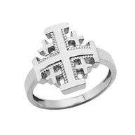 .925 Sterling Silver Jerusalem Cross Ring