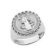 Gold Men's Saint Benedict Ring (Available in Two-Tone/Yellow/Rose/White Gold)