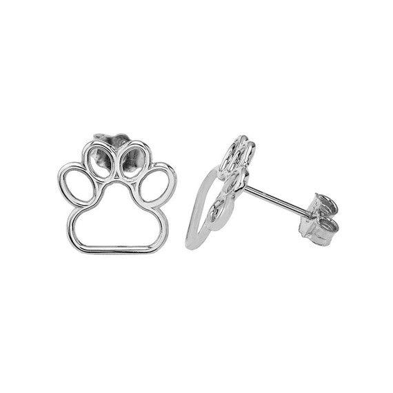 14K Gold Dainty Dog Paw Print Earrings(Available in Yellow/White)