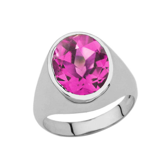 .925 Sterling Silver Personalized Oval Cut 10ct Birthstone Ring