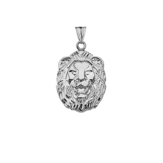Gold Diamond Cut Lion Pendant Necklace (Available in Yellow/Rose/White Gold)