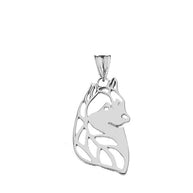 Gold Alaskan Husky Cutout Silhouette Pendant Necklace (Available in Yellow/Rose/White)