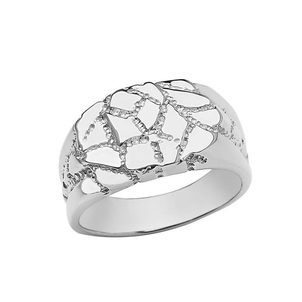 .925 Sterling Silver Nugget Band Ring
