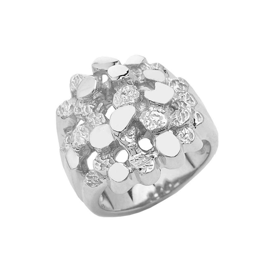 Solid .925 Sterling Silver Nugget Men's Ring