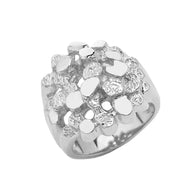 Solid .925 Sterling Silver Nugget Men's Ring