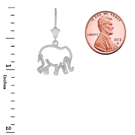 .925 Sterling Silver Lucky Elephant Leverback Earrings