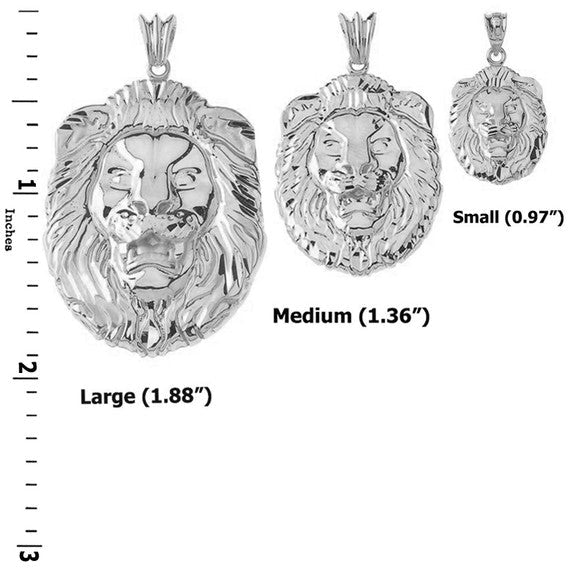 .925 Sterling Silver Bold Lion Statement Pendant Necklace(Large)