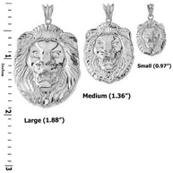 .925 Sterling Silver Bold Lion Statement Pendant Necklace(Large)