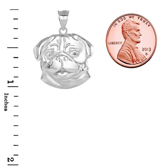 Pug Head Pendant Necklace in Sterling Silver