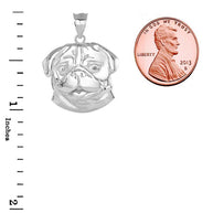 Pug Head Pendant Necklace in Sterling Silver