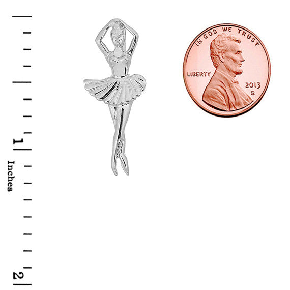 Ballerina Dancer Pendant Necklace in Sterling Silver