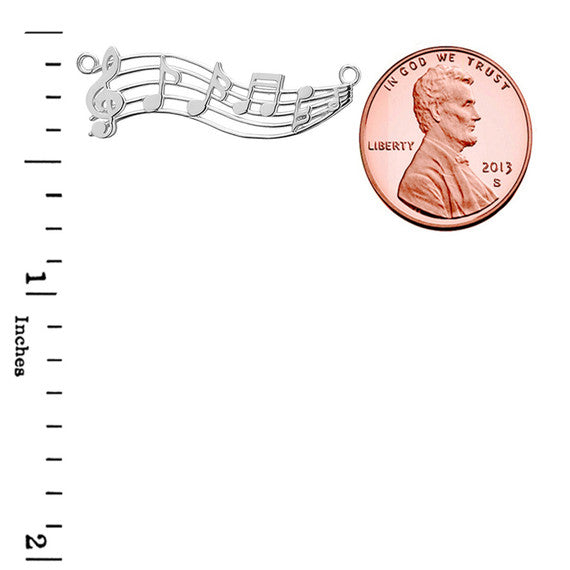 Horizontal Musical Notes Necklace in Sterling Silver