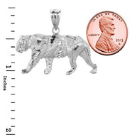 Sterling Silver Diamond Cut Tiger Pendant
