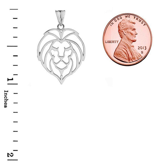 Solid Gold Lion Head Cut Out Pendant Necklace (Available in Yellow/Rose/White Gold)