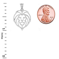 Solid Gold Lion Head Cut Out Pendant Necklace (Available in Yellow/Rose/White Gold)