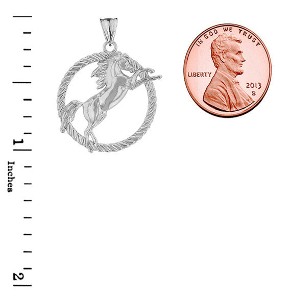 Stallion Horse Rope Pendant Necklace in Sterling Silver