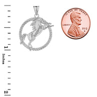 Stallion Horse Rope Pendant Necklace in Sterling Silver