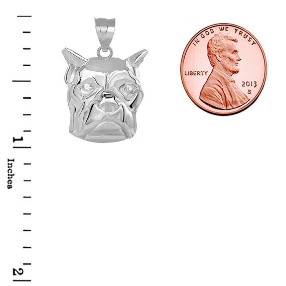Boxer Dog Head Pendant Necklace in Sterling Silver